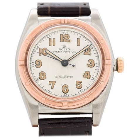 Vintage Rolex Bubbleback Reference 3372 Rose Gold and